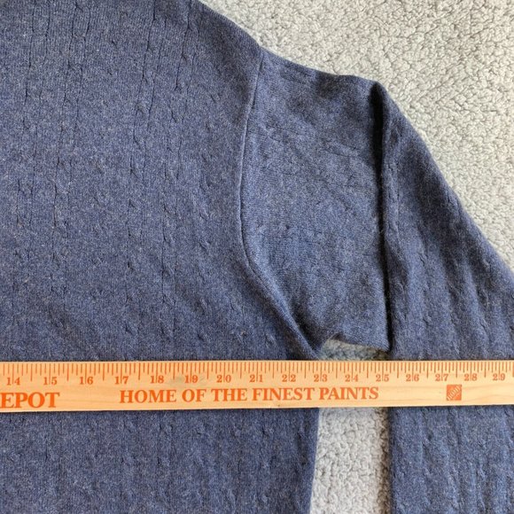 Enzo Mantovani‎ Sweater Cashmere Silk Mens Large Cable Knit Pullover Blue NEW - Picture 10 of 12
